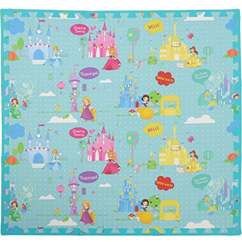 Capelli Sport - Disney Princess EVA Foam Mat, Princess Land Interlocking Flooring Tiles, Teal, 36 x 36 Inches
