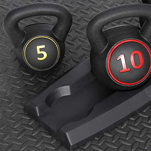 JupiterForce 3-Piece Kettlebell Set, 5lb 10lb 15lb Cast Iron Kettlebells with Storage Rack, Anti-Slip Grip, Flat Bottom for Home Gym Strength Training & Full Body Workout