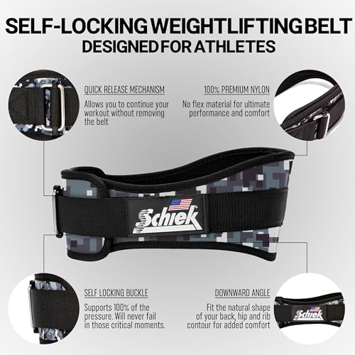 Schiek Sports 2006 Nylon 6 Inches Weight Lifting Belt - Support Belt for Power Lifting - color: Digi Camo, size: Large