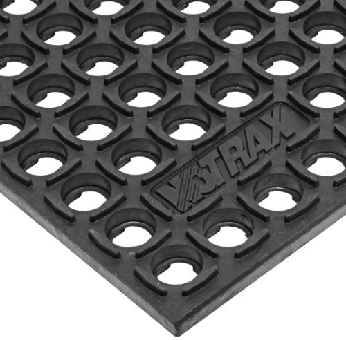 NoTrax 543S0023BL 543 Cushion-Tred 2' x 3' Black Safety Anti-Fatigue Drainage Mat - size: 7/8 inches x 2 feet x 3 feet