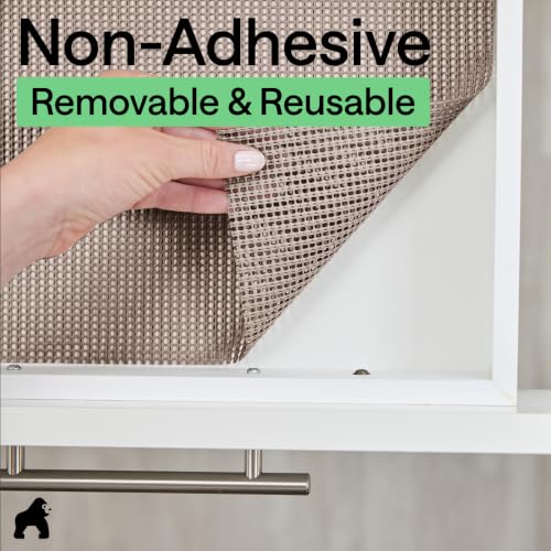 GORILLA GRIP powerGRIP Drawer Shelf and Cabinet Liner, Thick Strong Hold, Non-Adhesive Liners Protect Kitchen Cabinets and Cupboard, Bathroom Drawers, Easy Install, Breathable Mat, 12" x10', Beige - color: Beige, size: 12" X 10', style: 12" x 10'