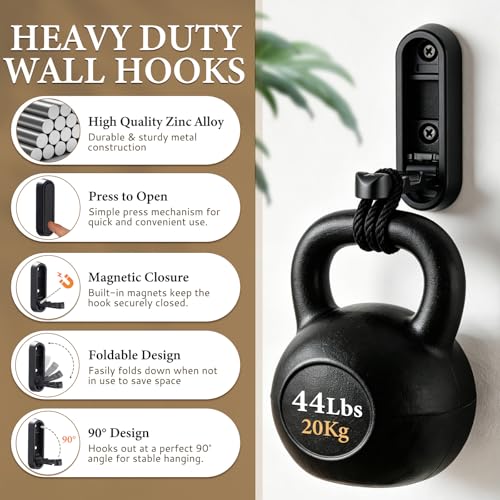 Folding Wall Hooks Black, 4 Pack Heavy Duty Zinc Alloy Folding Coat Hooks, Foldable Wall Hook for Hanging Clothes, Bags, Hats, Towels, Keys (Black, 4 Pack) - color: Black, size: 4 Pack