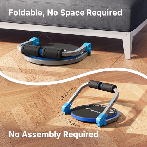 MERACH Ab Machine, Sit Up Exercise Equipment with 3 Adjustable Resistance Levels, Automatic Rebound Ab Crunch Machine for Core Workout, Ab Workout Equipment for Stomach - style: Round(Blue)