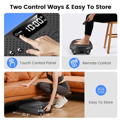 HVX Vibration Plate Exercise Machine for Lymphatic Drainage, Vibrating Fitness Platform 450 lbs Capacity Full Body Shaker Workout Equipment, Vibration Platform Machine Shaping Vibrate Board Sport Home