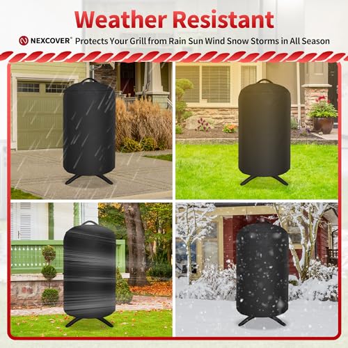NEXCOVER Round Grill Cover -19.5” Dia for George Foreman Gfo3320 Gfo240 Crills, Dome Smoker Cover, Fade & UV Resistant Barbecue Cover,Waterproof BBQ Grill Cover, Black - size: Round 19.5"Dia