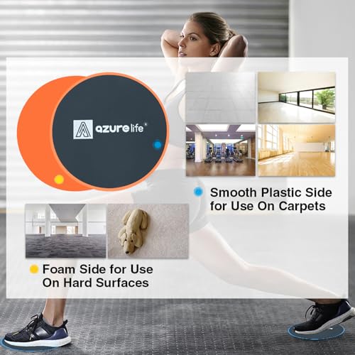A AZURELIFE Exercise Core Sliders, Dual Sided Exercise Gliding Discs Use on Carpet or Hardwood Floors, Light and Portable, Perfect for Abdominal&Core Workouts - color: Orange