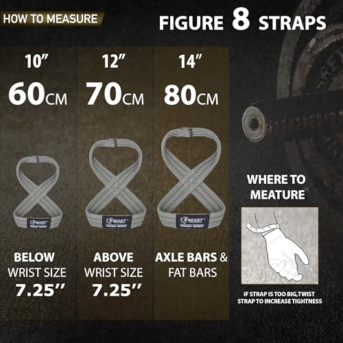 Figure 8 Lifting Strap- Strongman 10-14" Deadlift Straps- True Grip Support & Heavy Duty Wrist Straps for Weightlifting Women Men- Hand Straps for Weight Lifting Figure 8 Straps for Gym Workout - color: Gray/Black, size: Small 10" - Less than 7.25" Wrist