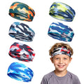 MADHOLLY 6Pcs Breathable Kids Sweat Bands for Ages 4-10 Boys Girls | Sweat Absorption, Soft, Elastic Wicking Head Bands, Sports Accessories for Football, Soccer, Basketball, Baseball, Running - style: Camouflage