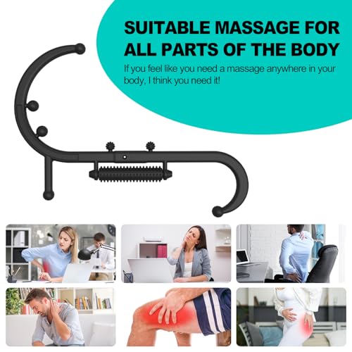 Trigger Point Massage Tool, Manual Back & Neck Massager Stick | Manual back massagers for neck & shoulder massage. Precision s-hook release tool provides deep tissue muscle knot pain relief - color: Black(upgrade)