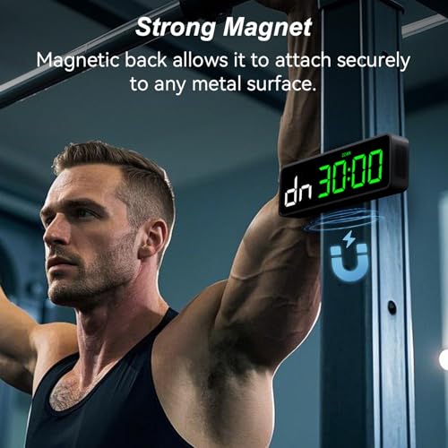Acedeck Portable Gym Timer Clock: Fitness Digital Clock with Strong Magnet - Remote Control for Fitness Enthusiasts - Powerful Battery for Home Gym Garage Boxing - color: Green+black