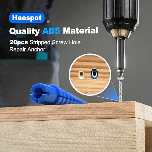 Blue 12PCS Stripped Screw Hole Repair Anchor, Door Hinge Screw Hole Filler, Multi Use Wall Anchors, Fits Wood Screws Sizes #2 to #16 - color: Blue
