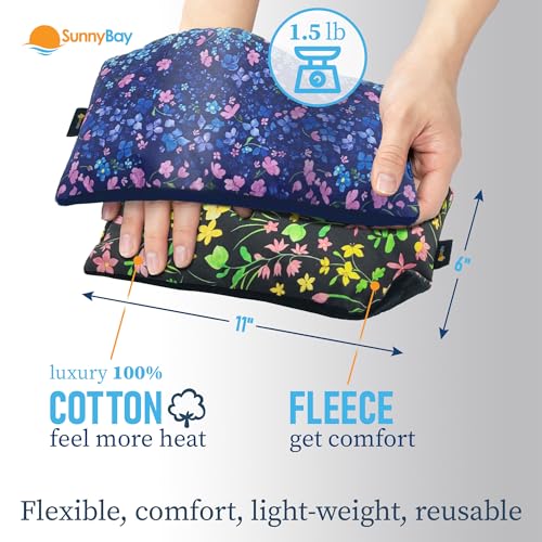 SunnyBay Small Microwave Heating Pad, Microwavable Versatile Cold/Heated Neck and Shoulder Wrap for Back Pain and More, Moist Heat Cotton-Fleece Pad, 6x11 Inches, Lilac and Green Flowers, Pack of 2 - color: Pack of 2 - Lilac and Green Flowers
