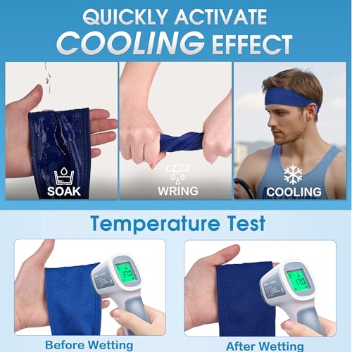 Sukeen Cooling Sports Headbands for Men: Instant Cooling Moisture Wicking Sweatbands Non-Slip Elastic Mens Headband Gym - color: Black/Black/Dark Gray/Dark Gray/Gray/Royal Blue, 6 pack