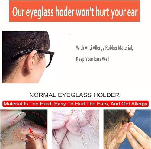 MOLDERP Eyeglass Ear Cushions, 7 Pairs Soft Silicone Anti Slip Glasses Ear Grip Temple Tips Comfort Ear Hook Pads, Non-Slip Flexible Eyewear Holder for Sports Running Daily Outdoor Wear (Clear 2, all) - color: Clear 2
