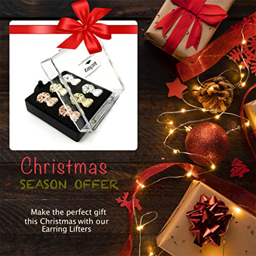 Original Magic Earring Backs for Droopy Ears | Earrings Lifters for Heavy Earring | Earing Lifter Backs BAX | Earlobe Secure Clear Miracle (1 Gold 2 Silver) - color: 1 Gold 2 Silver