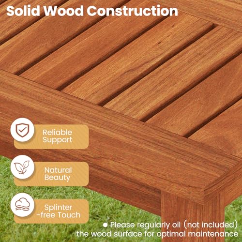 Tangkula Outdoor Wood Bench, 2-Person Backless Patio Garden Bench with Slatted Seat, Front Porch Dining Seating Furniture for Deck, Yard and Park (1) - size: 45"