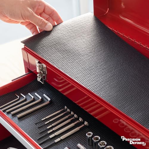 Precision Defined Toolbox Liner Non-Slip Tool Drawer Liner 24ft x 18" Black | Shelf Liner Memory-Foam, Toolbox Liner, Non Slip Tool Box Mat, Washable Tool Box Drawer Liner for Shelf, Cabinet & Workbench - size: 22 ft x 30"