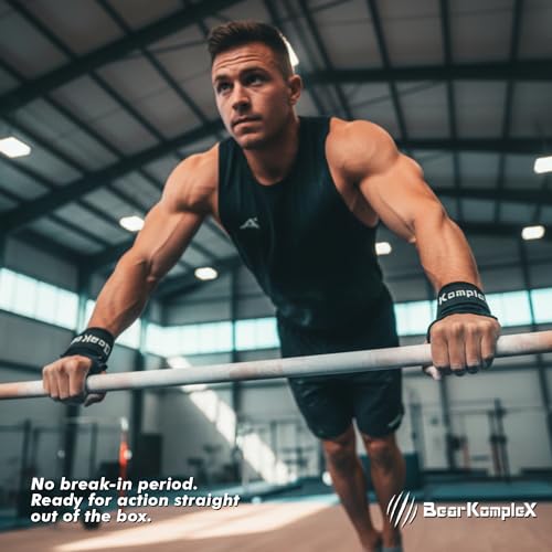 Bear KompleX No Hole Hand Grips - Non-Slip Fingerless Gymnastics Grips for Weight Lifting, Pull-ups & Cross Training | Lightweight, Padded Wrists & Foldable Grip. - size: Small