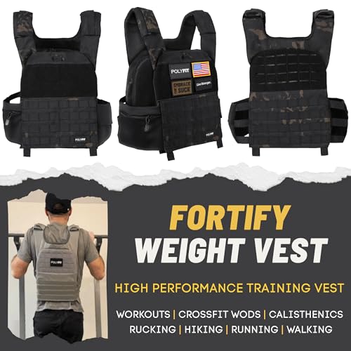 Polyfit Fortify Weighted Vest - Workout Vest for Men & Women - color: Black Camo