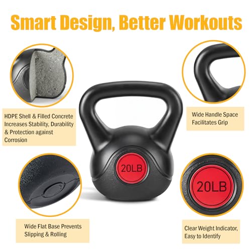 NEWBULIG Hard Kettlebell Set, Strength Training Kettlebells Sets | Durable Concrete Core, HDPE Shell, Multi-Level Workout Fitness Equipment for Home Gym & Outdoor