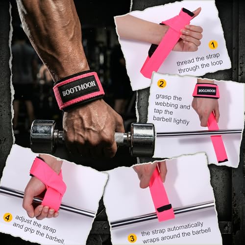 Lifting Wrist Straps for Weightlifting One-Hand Snap Lock Wrist Wraps Padded Cotton Gym Accessories for Women Men Deadlift Lifting Workout Gear