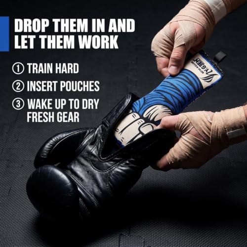 LIVEVIE Hygeen Activated Charcoal Glove Odor Absorber | 2-Pack Natural Deodorizer for Boxing, MMA & Gym Gloves | Long-Lasting Moisture Wicking Freshener for Routine Care, Blue - color: Blue