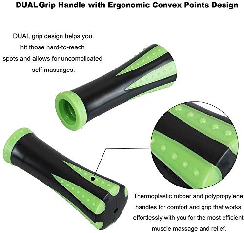 YANSYI Professional 9-Roller Deep Tissue Massage Stick - Portable Muscle Recovery Roller for Athletes, Relieves Post-Workout Soreness & Leg/Back Pain - Portable Physio Tool (Green) - color: Green