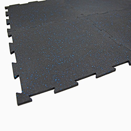 RevTime 6pcs Premium Puzzle Rubber Floor Tile 20"x20"x3/8", 10 mm Thick SBR & EPDM Rubber for Home Gym Floor, Fitness Floor, Exercise Equipment Mats and Garage Floors (17 sq.ft)
