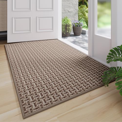 Indoor Door Mat 36x60 Dirt Resistant and Absorbent, Non-Slip Rubber Backing Floor Mats, Easy Clean Low-Profile Doormat for Entryway, Front Door, Inside Entrance Brown - color: A- Brown, size: 36"x60"