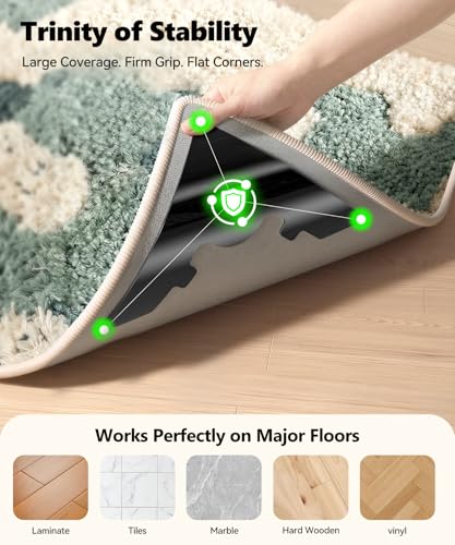 PHIXBEAR Extra Large Rug Tape, Strong Hold Anti-Slip Rug Grips Pads Grippers, Holds Carpet in Place on Hardwood Floors and Tiles, Washable & Reusable & No Residue, Black 8Pcs - size: 【2X Large】 7.8"L x 5.6"W 8PCS