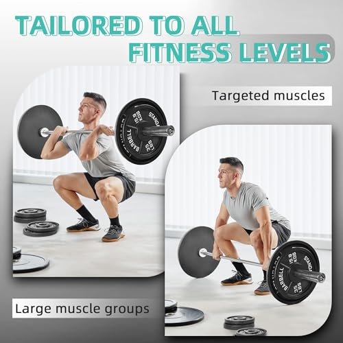 Fitvids 2 Inch Olympic Barbell Weight Plates and Bar Set, 5 FT Barbell Bar and 95 LB(2.5-25 LB) Barbell Weight Set for Home Gym Strength Training - style: 95LB Set with Bar Style #2