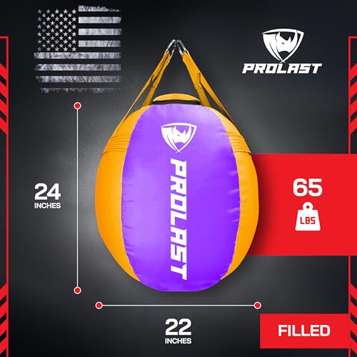 Wrecking Ball Heavy Boxing Punching Bag for Women, Hook and Uppercut, Body Snatcher, MMA, Muay Thai, Strength Training Equipment - color: Purple / Yellow, size: Filled