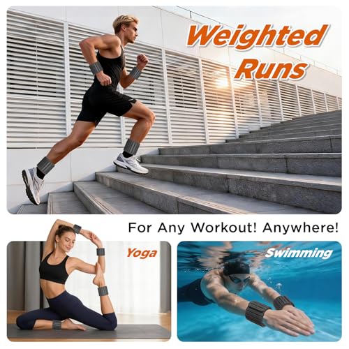 Magnetic Ankle Weights for Women Men Set of 2 (1 lb Each) Adjustable Wrist Weights for Pilates, Yoga, Workout and Daily Training - color: Graphite Gray & Silver Gray