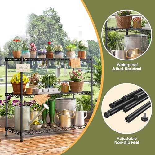 DurayLoly 35.6" W Storage Shelves, 3 Tier Adjustable Metal Shelving Unit Heavy Duty Steel Wire Rack for Kitchen,Laundry,Pantry,Office,Garage, Closet,Black(35.6" Wx14"Dx35.6"H) - size: Black-35.4"Wx13.9"Dx35.4"H