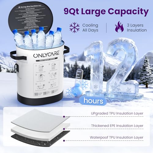ONLYCARE Cold Therapy Machine, Ice Machine for Knee After Surgery | Portable Ice Therapy Machine with Quiet Pump, Large Cold Pad for Ankle, Arm Joints, Sports Injuries, Cryotherapy Pain Relief - color: Gray
