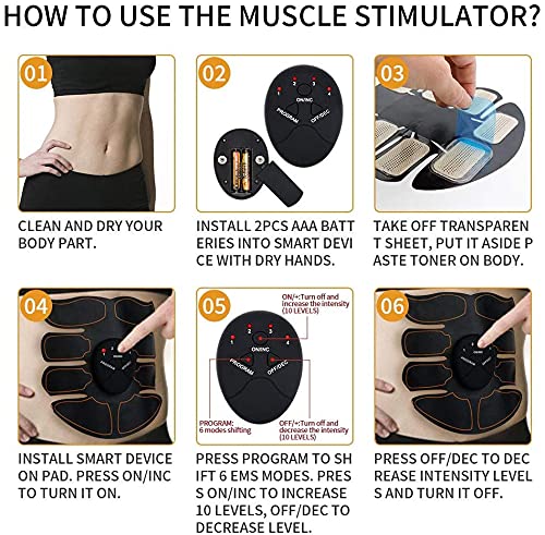 Fitness Belt EMS Abs Stimulator Muscle Toner Abdominal Training Fitness Workout Equipment Ab Core Toner Belt for Abdominal/Arm/Leg for Home Use
