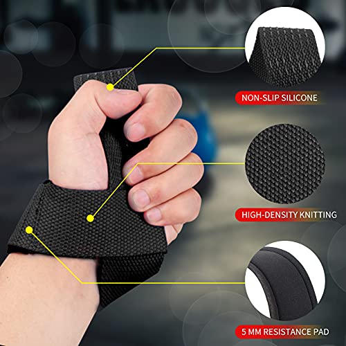 GOUNOD Lifting Straps for Weightlifting, Padded Wrist Straps, Black, 1 Pair | Non-slip silicone grip and cushioned wrist padding for Weightlifting, Gym, Deadlift, Workout, Gym Strength Training.
