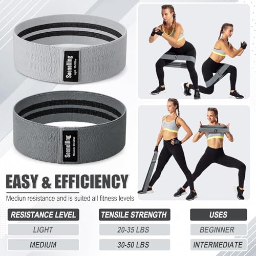 Seenelling 36 Pcs Fabric Resistance Bands for Working Out Non Slip Stretch Exercise Bands Bulk for Women Men Home Gym, Pilates, Yoga, Booty, Leg Training - color: Gray, style: Heavy Resistance