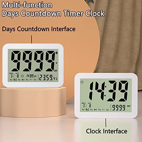 Digital Countdown Days Timer Clock- 9999 Days Count Down Timer with Stand Strong Magnetic Back for Retirement Wedding Vacation Birthday Exam Lab Kitchen Cooking - style: M281 Day Timer