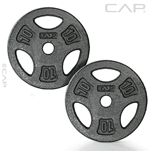 CAP Barbell Standard 1-Inch Grip Weight Plates - color: Black, size: 10 lbs Plate Pack (x2)