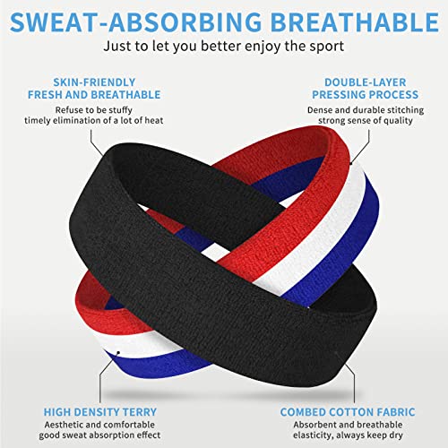 ChezMax 6PCS Moisture Wicking Headbands and Sweatbands for Men's Sports, Tennis, Basketball, Running, Working, Gym