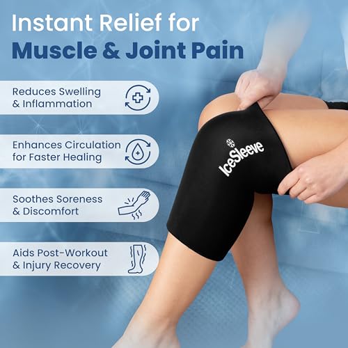 IceSleeve Elbow & Knee Ice Pack Wrap, Reusable Ice Sleeve for Arm & Leg, Flexible Gel Ice Pack for Knee Injuries, Tennis Freeze Sleeve Elbow Compression Wrap, Cold & Heat Therapy, Black XL 1 Pack - color: Black, size: Extra Large