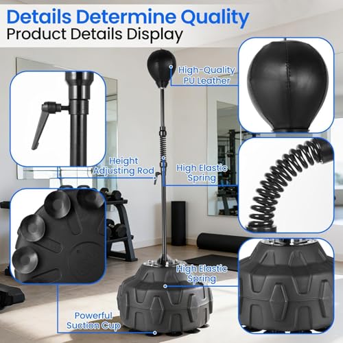 Boxing Reflex Bag, Punching Bag with Stand, 57-72.8 Inches Height Adjustable to Increase Speed, Reflex, and Stamina, Boxing Equipment for Training, Boxings Equipment, Stress Relief and Fitness