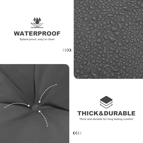 Porch Swing Cushions,Outdoor Cushions 3 Seater Replacement with Backrest, Waterproof Thickened Bench Cushion with Ties for Porch, Patio,Outdoor, Backyard and Garden (Dark Gray 47 * 40 in) - color: Dark Gray, size: 47x 40 inches