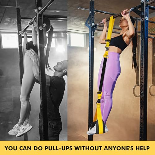 HPYGN Two Foots Pull Up Assistance Bands, Heavy Duty Resistance Band for Pull Up Bar, Adjustable Weight/Size with Fabric Feet/Knee Rest, Bands for Pull Up Assist for Strength Training, Pull Up - color: Yellow