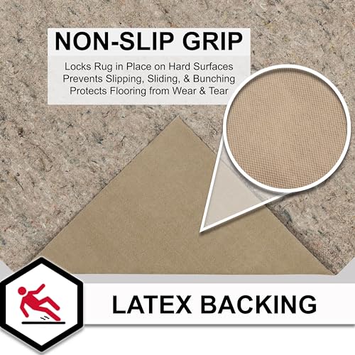 Mohawk Home Non Slip Rug Pad 7'6" x 7'6"- 1/4" Thick Felt + Latex Rubber Gripper - Dual Surface Cushion for Hardwood, Carpet, Tile Floors, Made in USA - size: 7'6" x 7'6" (Rectangular), style: 1/4 Inch Dual Surface Rug Pad