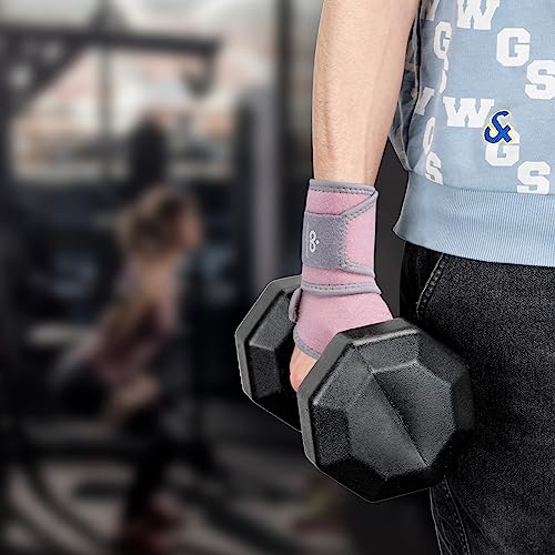 INDEEMAX 2 Pack Copper Wrist Brace Support for Carpal Tunnel, Pain Relief, Arthritis, Tendonitis, Adjustable Wrist Braces Compression Wraps Both Hands, Fit for Men and Women - color: Pink-New