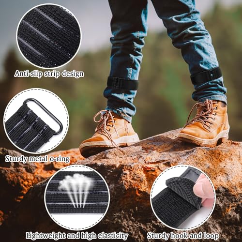 Elastic Ankle Straps Cycling Pant Leg Straps Adjustable Safety Band Boot Blousers for Climbing Fishing Outdoor Sport - color: Black