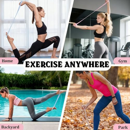 Resistance Bands with Handles,Figure 8 Resistance Band Elastic Fitness Bands Exercise Band for Home Yoga Gym Workout - color: Purple-15LB+Pink-25LB