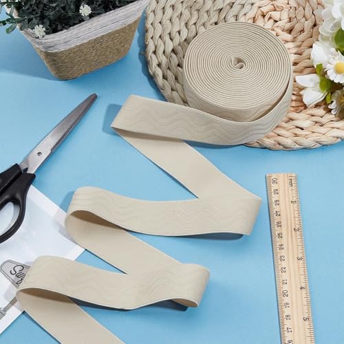 GORGECRAFT 5Yds Silicone Elastic Gripper Non-Slip Tape Waved Soft Rubbers 30mm Elastic Belt Webbing Stretchy Wavy Ribbon Loop for Garment Wig Bike Shorts Project Underwear Accessories - color: Wheat